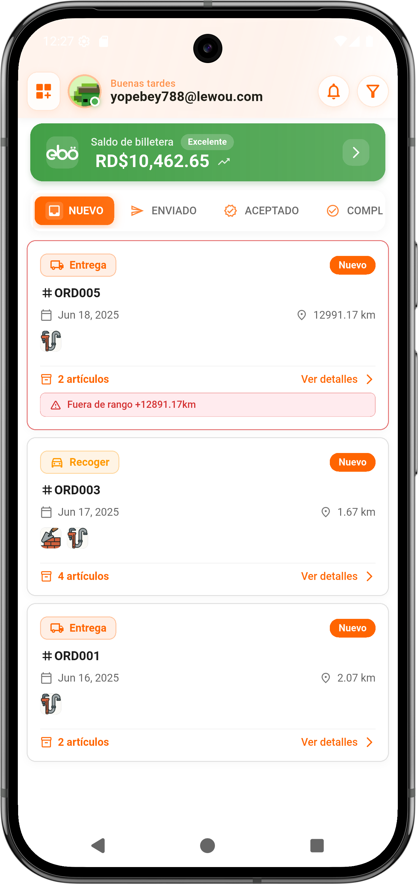 Lista de Órdenes